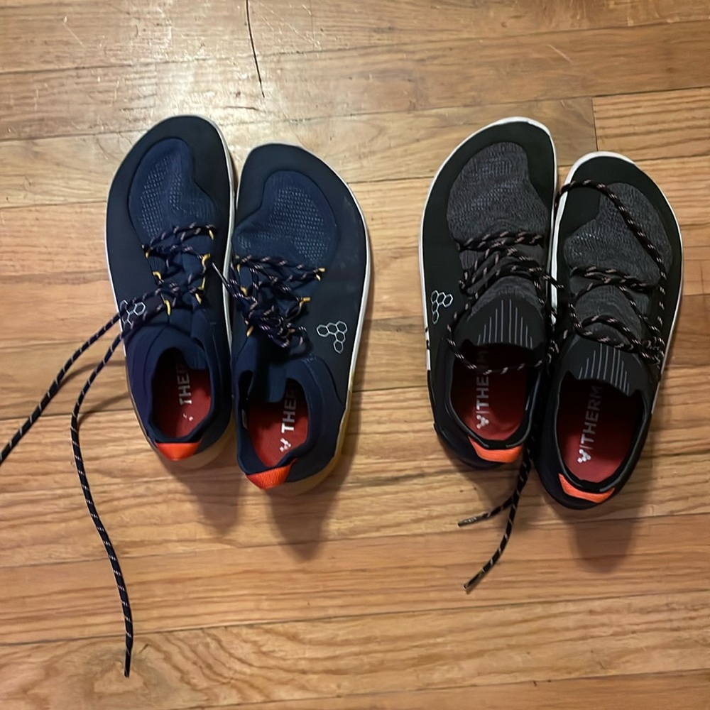 Pair of vivobarefoof hiking tennis shoes